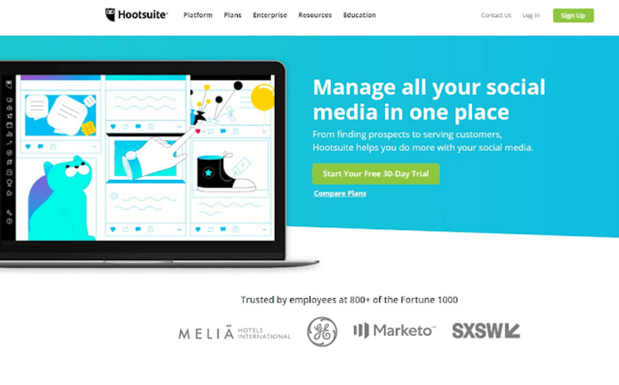 Hootsuite: An app to promote your business online.