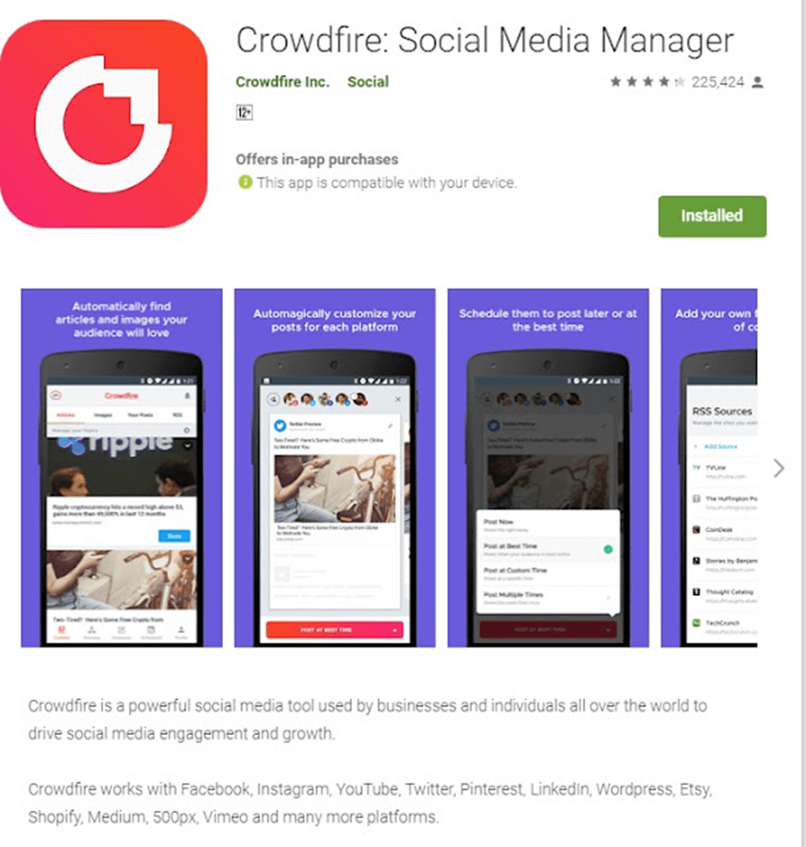 Crowdfire : App for social media automation