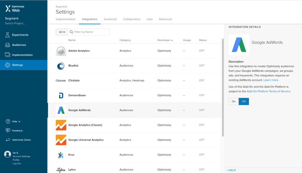 Getting started with Optimizely.