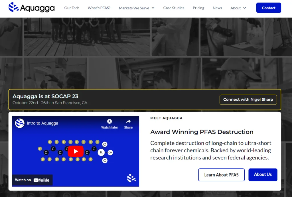 Aquagga homepage does not mention anything about its blog although it is an essential component of inbound marketing.