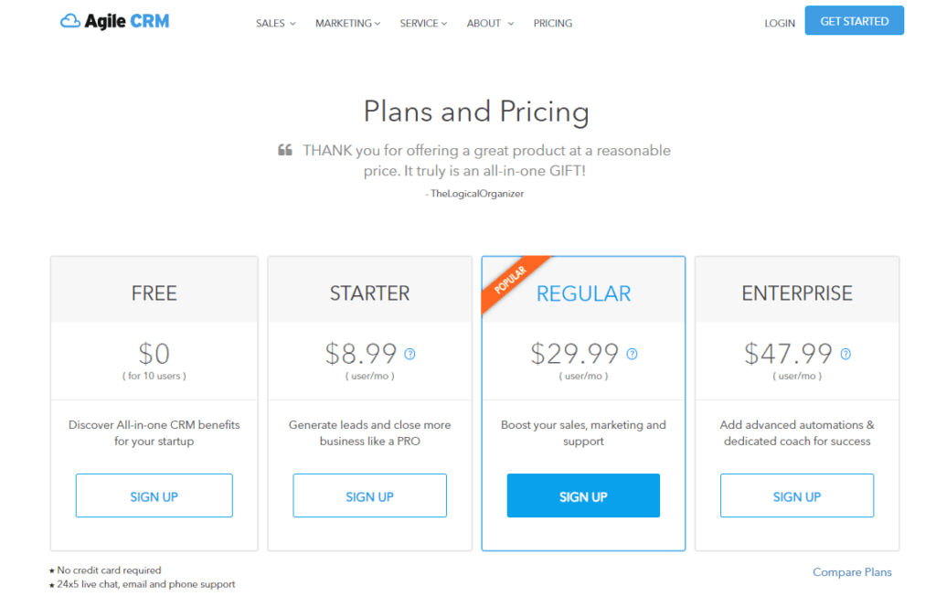 Agile CRM Pricing