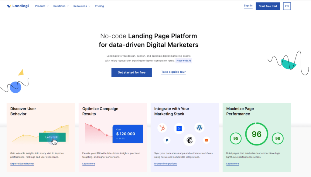 Landingi is a landing page builder. Here is its homepage and pricing information.
