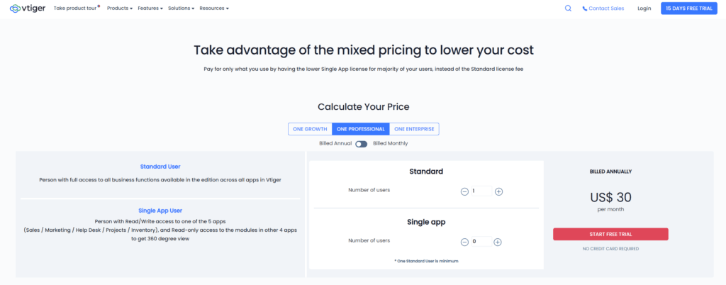 Vtiger Pricing