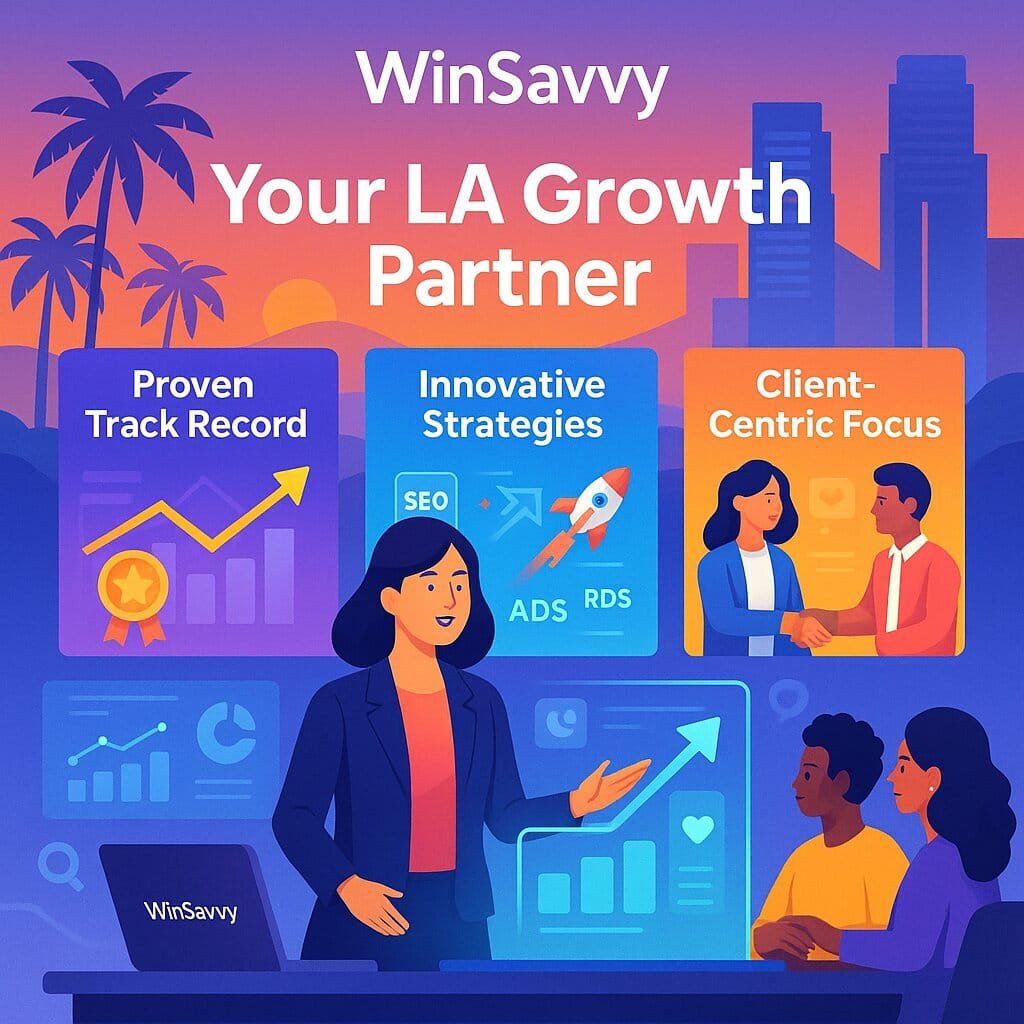 When selecting a digital marketing agency in Los Angeles, you want a partner who not only understands your needs but also possesses the creativity and expertise to elevate your brand above the competition. WinSavvy excels in three key areas: a proven track record, innovative strategies, and a client-centric focus.