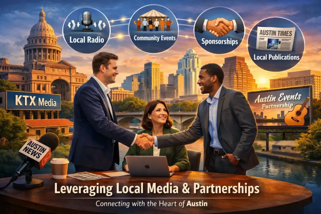 In Austin, leveraging local media involves more than just standard advertising. Startups should aim to build relationships with local news outlets and lifestyle publications by pitching unique stories or insights that align with Austin's identity as a hub for innovation and culture. Regular contributions or columns in these publications can establish a startup as a thought leader in its industry while also keeping it top of mind for local consumers.