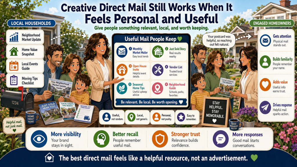 Direct mail may sound old, but in real estate it can still work very well when it is done with care. The problem is not the channel. The problem is that most direct mail is lazy. It looks like every other postcard. It has a smiling headshot, a sold home, a line about getting top dollar, and a phone number. People see it, scan it for two seconds, and throw it away.