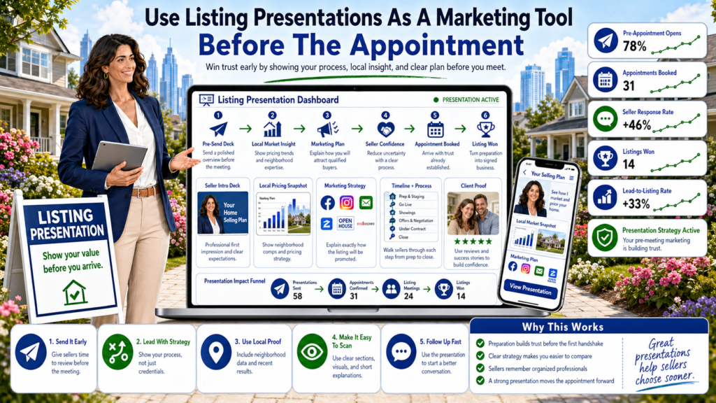 Many agents think the listing presentation is one meeting, one deck, and one conversation about price and commission. But strong agents use the whole pre-appointment experience to build trust before they walk in.
