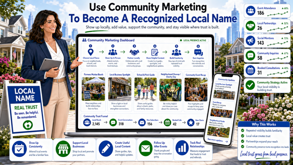 People often choose agents they feel they know. That feeling can come from online content, but it can also come from seeing you active in the local area.