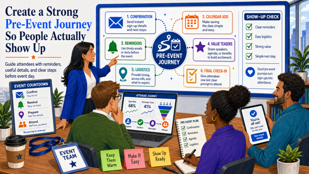 People register when they are interested. They attend when the event keeps feeling important after they register. The gap between registration and attendance is where many events lose value.