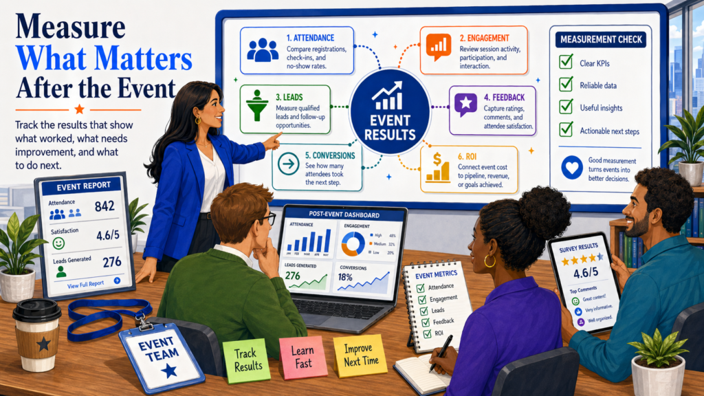 If the goal was lead generation, look at qualified leads, not just signups. If the goal was sales pipeline, look at meetings booked, opportunities created, and deal movement. If the goal was customer retention, look at product usage, renewal conversations, customer feedback, or support reduction. If the goal was brand trust, look at engagement quality, content reuse, audience growth, and direct responses.
