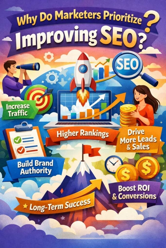 61% of marketers say improving SEO and growing their organic presence is their top inbound marketing priority. This priority is driven by the recognition that SEO can deliver long-term, sustainable results. Unlike paid advertising, which requires ongoing investment, SEO can continue to generate traffic and leads over time without additional costs.