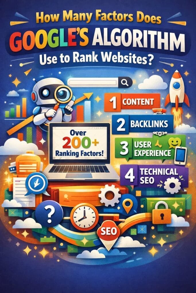 Google’s algorithm uses over 200 factors to rank websites. Understanding these factors can help you optimize your website more effectively. Key ranking factors include content quality, keyword usage, backlinks, mobile-friendliness, page speed, and user experience.