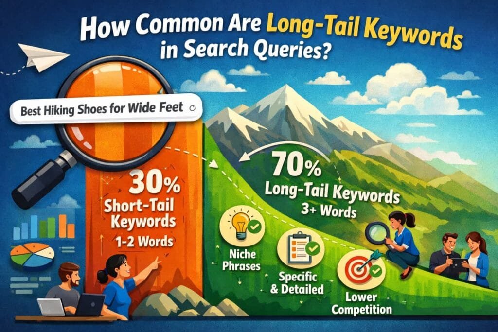 50% of search queries contain four or more words. Long-tail keywords are more specific and less competitive than short, broad keywords. They often reflect a user’s intent more accurately, leading to higher conversion rates.