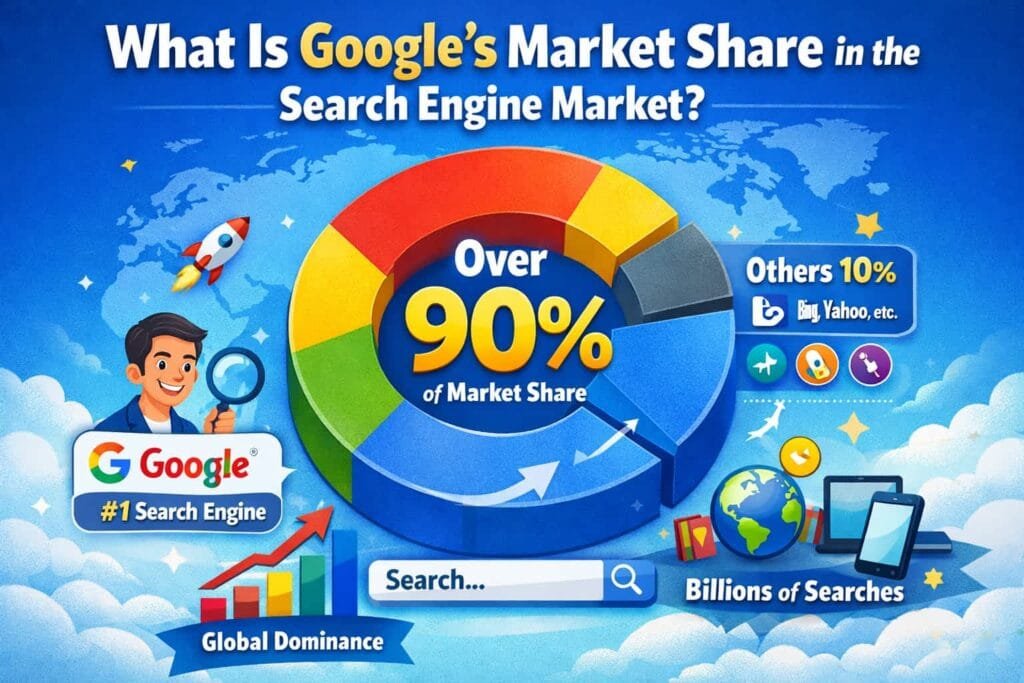 Google holds a 92.47% market share in the global search engine market. This dominance makes it essential for businesses to prioritize Google in their search engine marketing strategies. Given Google’s extensive reach, optimizing your website for Google can significantly enhance your visibility and drive more traffic to your site.