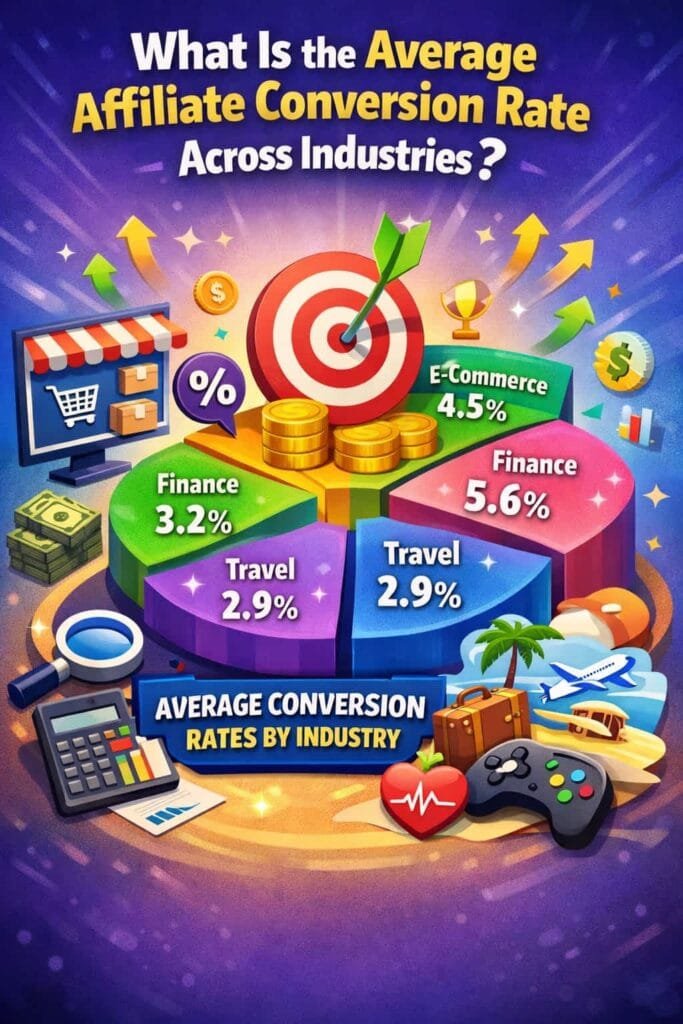 The average affiliate conversion rate across industries is 0.5% to 1%. While this might seem low, it's important to remember that affiliate marketing is a volume game. By driving large amounts of targeted traffic, affiliates can generate substantial sales even with modest conversion rates.