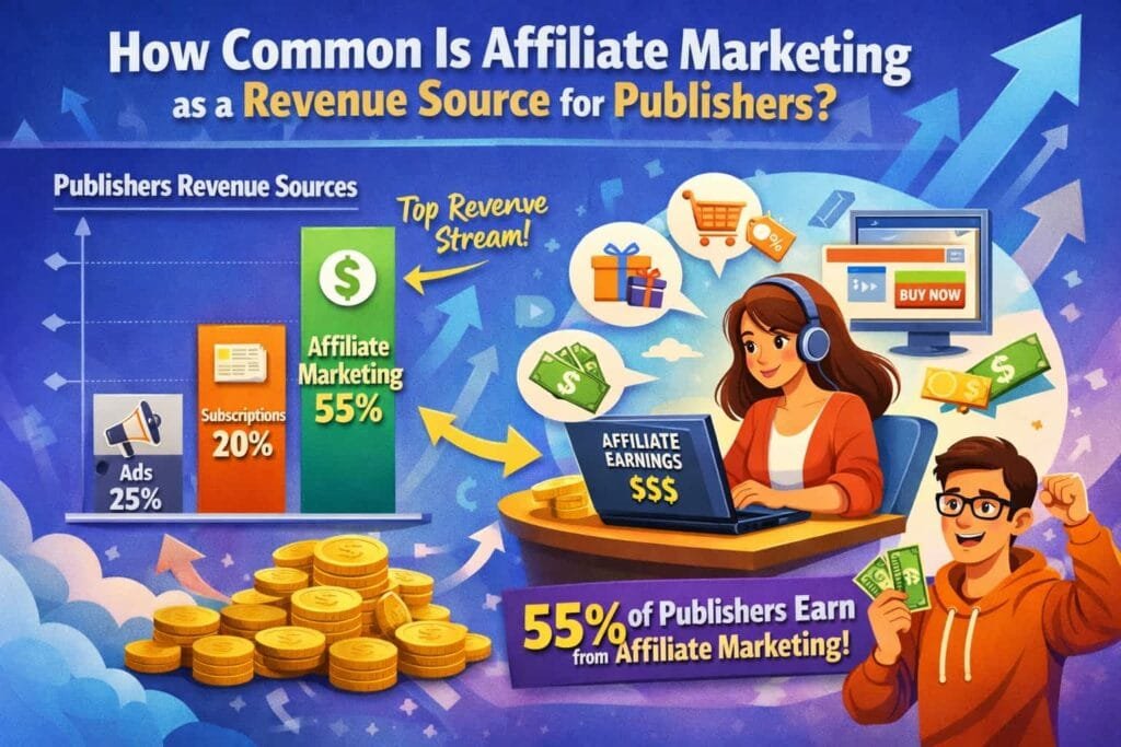 84% of publishers use affiliate marketing as a source of revenue. This widespread adoption indicates the value publishers find in affiliate marketing. By promoting relevant products and services, publishers can monetize their content and generate additional income.