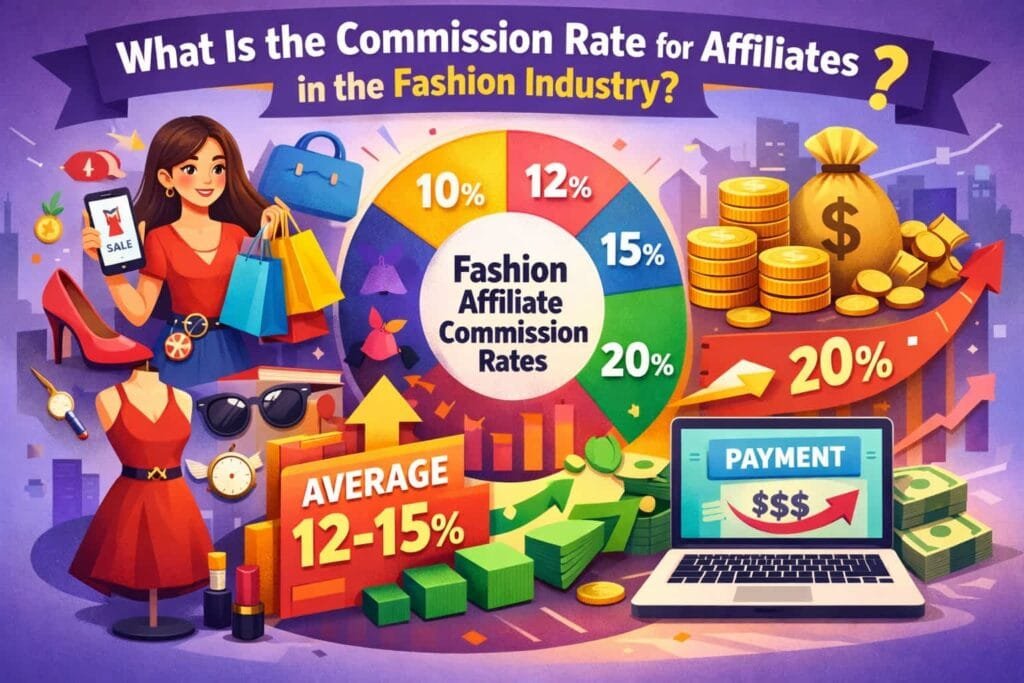 Affiliates in the fashion industry earn the highest commissions, averaging 20% per sale. This high commission rate reflects the competitive nature of the fashion sector, where brands are willing to offer substantial incentives to attract top affiliates.