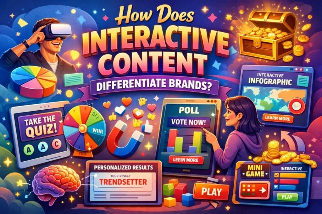 88% of marketers report that interactive content differentiates them from competitors. Interactive content, such as quizzes, polls, calculators, and interactive infographics, engages the audience more effectively than static content.