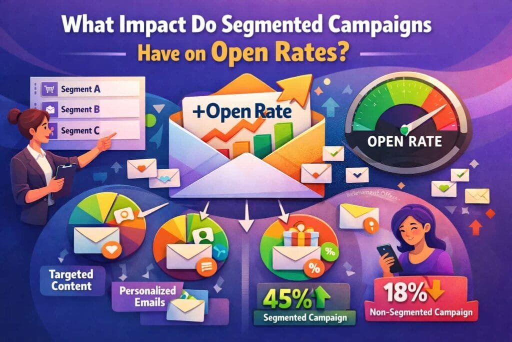 Segmented email campaigns have a 14.31% higher open rate than non-segmented campaigns. Segmentation allows you to tailor your messages to specific groups within your audience, making your emails more relevant and engaging. By categorizing your subscribers based on their interests, behaviors, or demographics, you can create targeted campaigns that resonate more effectively, leading to higher open rates and better overall performance.