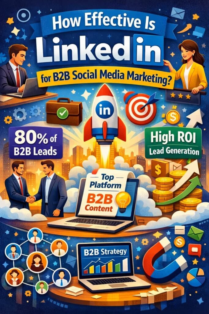 LinkedIn generates 80% of B2B social media leads, making it the top platform for business-to-business marketing. LinkedIn's professional network is ideal for reaching decision-makers and industry leaders. Features like LinkedIn Ads, Sponsored Content, and InMail allow businesses to target specific industries, job titles, and company sizes. By sharing valuable content and engaging with the community, businesses can establish thought leadership and generate high-quality leads.