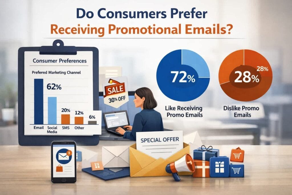 Nearly half of all consumers express a preference for receiving promotional emails from brands they love. This statistic highlights the importance of maintaining a regular email presence with your audience. To meet consumer expectations, ensure your promotional emails offer genuine value, such as exclusive discounts, early access to sales, or useful information about your products and services.