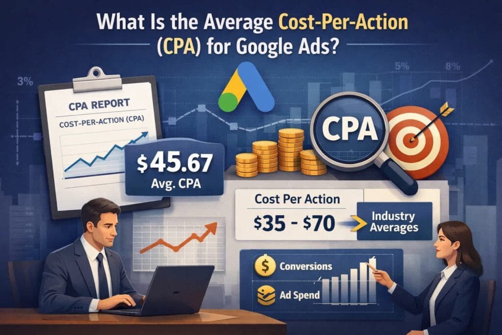 The average CPA in Google Ads is $48.96, providing insight into the cost of driving specific actions, such as purchases or sign-ups. To optimize your CPA, focus on improving your ad relevance and landing page experience.