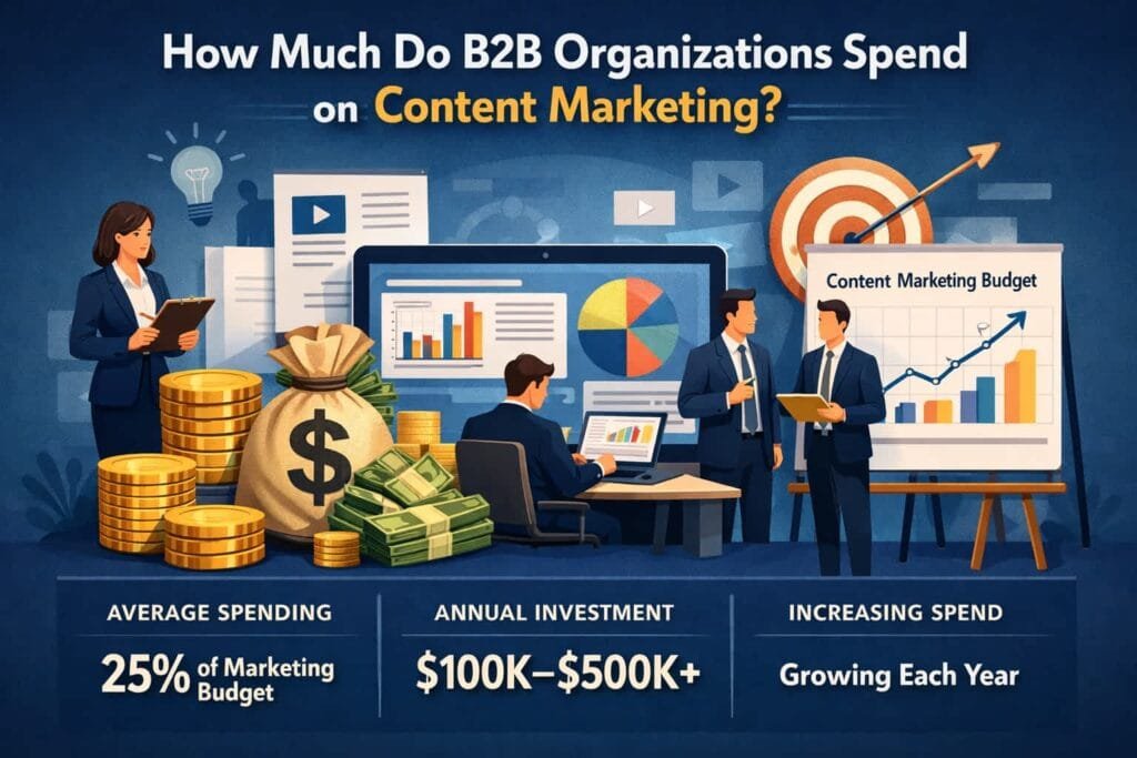 Content marketing is a major investment for B2B organizations, with over half of their marketing budgets allocated to it. This focus reflects the importance of content in educating prospects, nurturing leads, and establishing authority.
