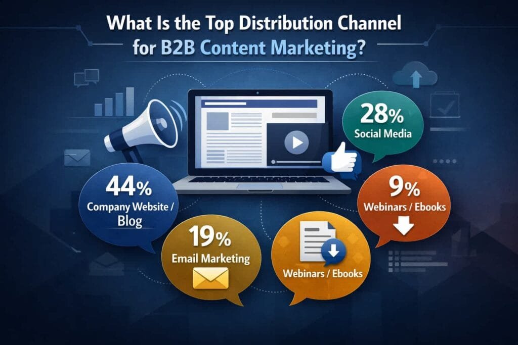 Email remains the primary distribution channel for B2B content marketing, preferred by 73% of marketers. Its direct and personal nature allows for targeted communication and nurturing relationships with prospects.