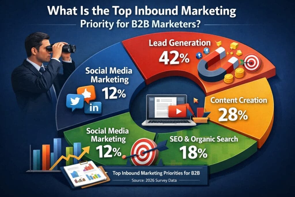 Improving SEO and growing organic presence is a top priority for 85% of B2B marketers. This focus highlights the importance of appearing in organic search results to attract and engage potential customers.