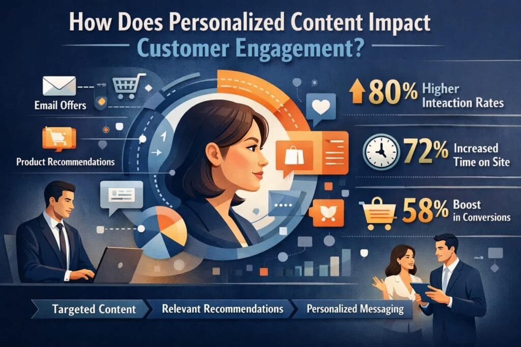 74% of marketers believe that personalized content increases customer engagement. Personalization helps create a more relevant and enjoyable experience for consumers.