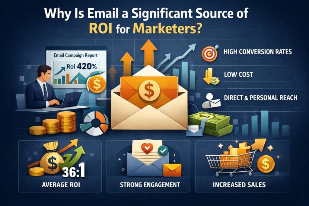 59% of marketers say email is their biggest source of ROI. Email marketing is a cost-effective way to reach customers directly. With the ability to personalize messages and track performance, email campaigns can drive significant returns.