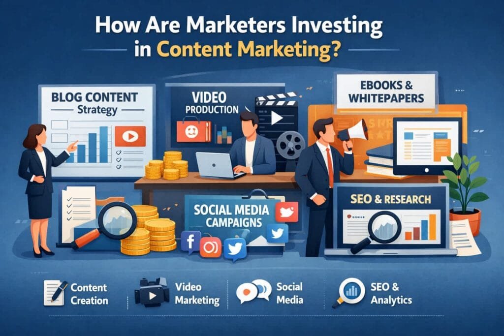 70% of marketers are investing in content marketing as a part of their overall strategy. Content marketing helps build brand authority, engage audiences, and drive traffic.