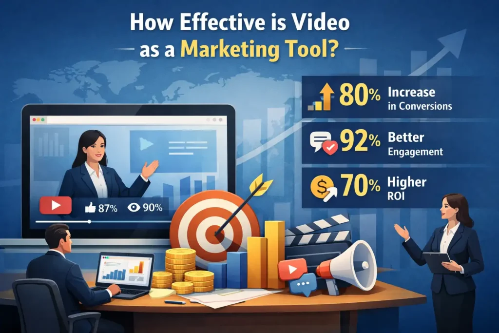 Video is a highly effective marketing tool, with 60% of marketers using it and 83% reporting a good return on investment. Videos can engage, educate, and entertain audiences, making them a valuable asset in any marketing strategy.