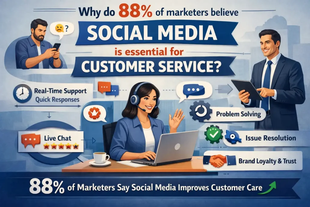 88% of marketers believe that social media is essential for customer service in 2024. Social media platforms provide a direct and public channel for customer interactions, making them ideal for addressing customer inquiries, resolving issues, and building customer relationships. Quick and effective responses on social media can enhance customer satisfaction and loyalty.