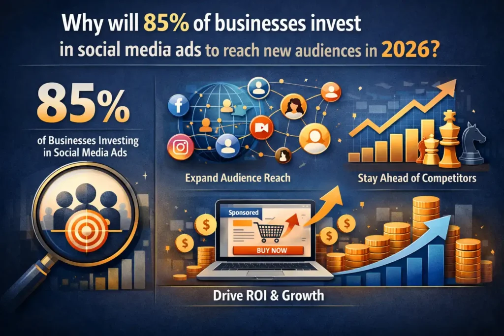 85% of businesses will invest in social media ads to reach new audiences in 2024. Social media advertising allows businesses to target specific demographics, interests, and behaviors, making it an effective way to reach new potential customers. With advanced targeting options and detailed analytics, social media ads offer a high return on investment.