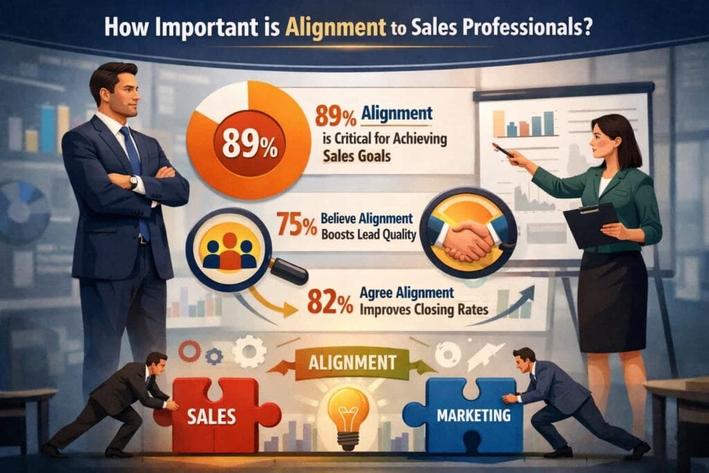 A vast majority of sales professionals (95%) consider alignment with marketing critical to achieving revenue targets. This belief underscores the importance of collaboration in driving sales success.