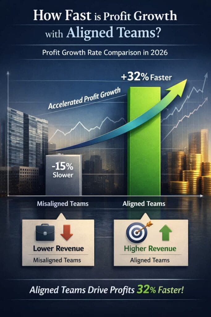 Organizations with aligned sales and marketing teams experience 27% faster profit growth over three years. This accelerated growth is a result of the improved efficiency and effectiveness of aligned efforts.