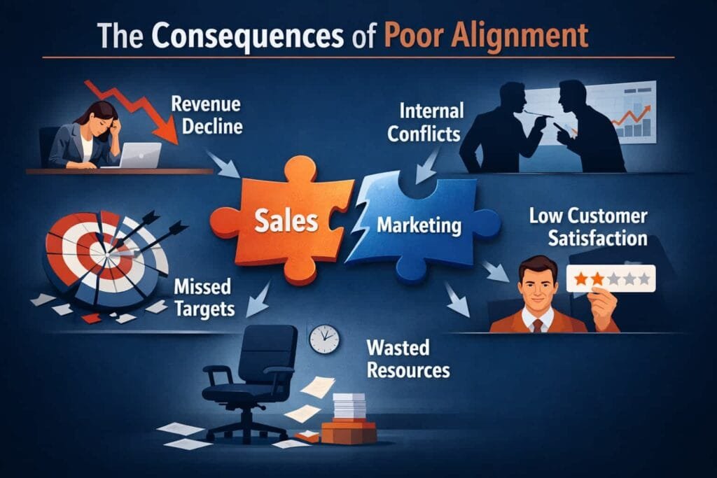 Poor alignment between sales and marketing can lead to a 4% annual revenue decline. This decline highlights the critical importance of ensuring both teams are working together effectively.