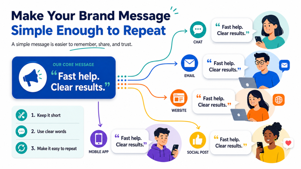Many businesses try to sound impressive. They use big claims, broad words, and polished phrases. But the best message is usually the clearest one. People should be able to understand it fast and repeat it easily.