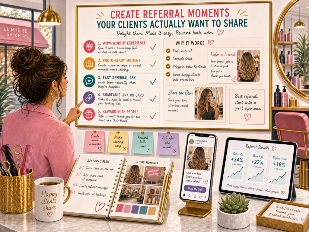 Word of mouth is still one of the strongest ways to grow a salon. People trust friends more than ads. If someone loves their haircut, facial, nails, or bridal look, they may talk about it naturally. But you can make referrals happen more often by creating moments worth sharing.