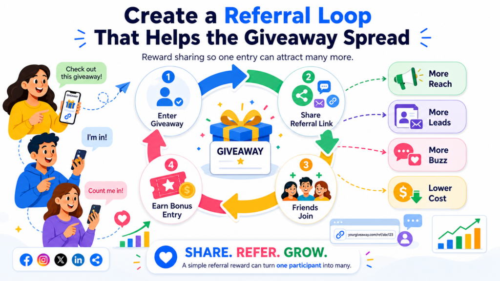 A giveaway becomes much stronger when people help share it. But you should not just hope they share it. You need to build sharing into the campaign.