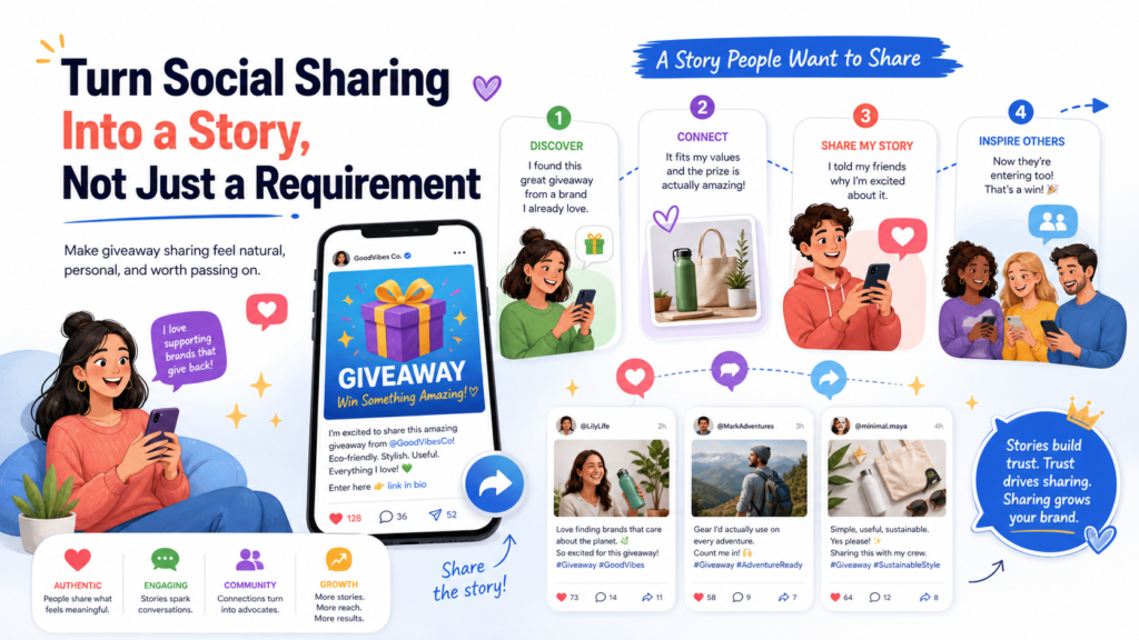 Many giveaways ask people to tag friends, share a post, or repost a story. There is nothing wrong with that. But if the sharing action feels forced, it can make the campaign look cheap.