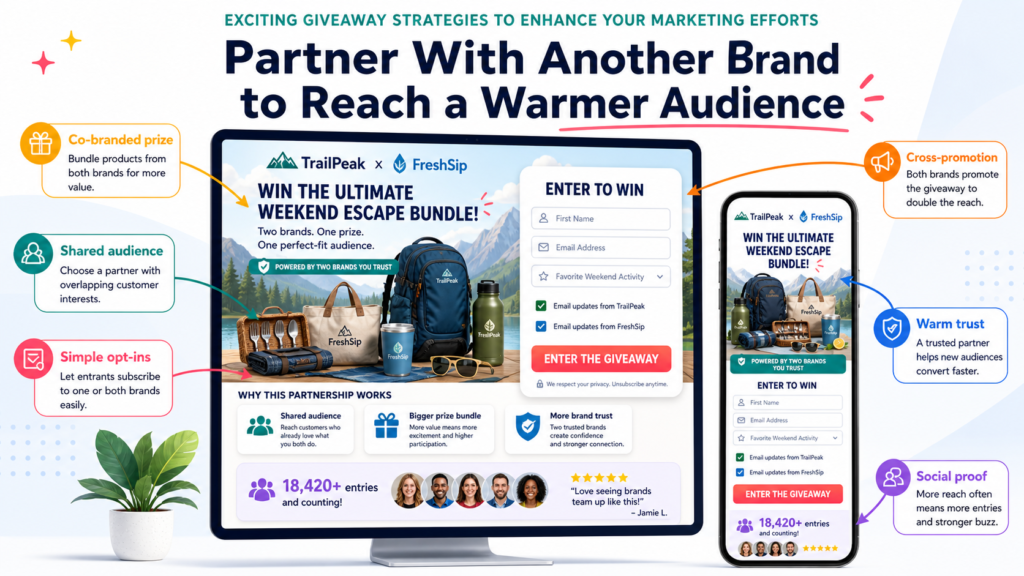 A partner giveaway can help you reach people who already trust someone else. This can be very powerful when the partner serves the same type of audience but does not directly compete with you.