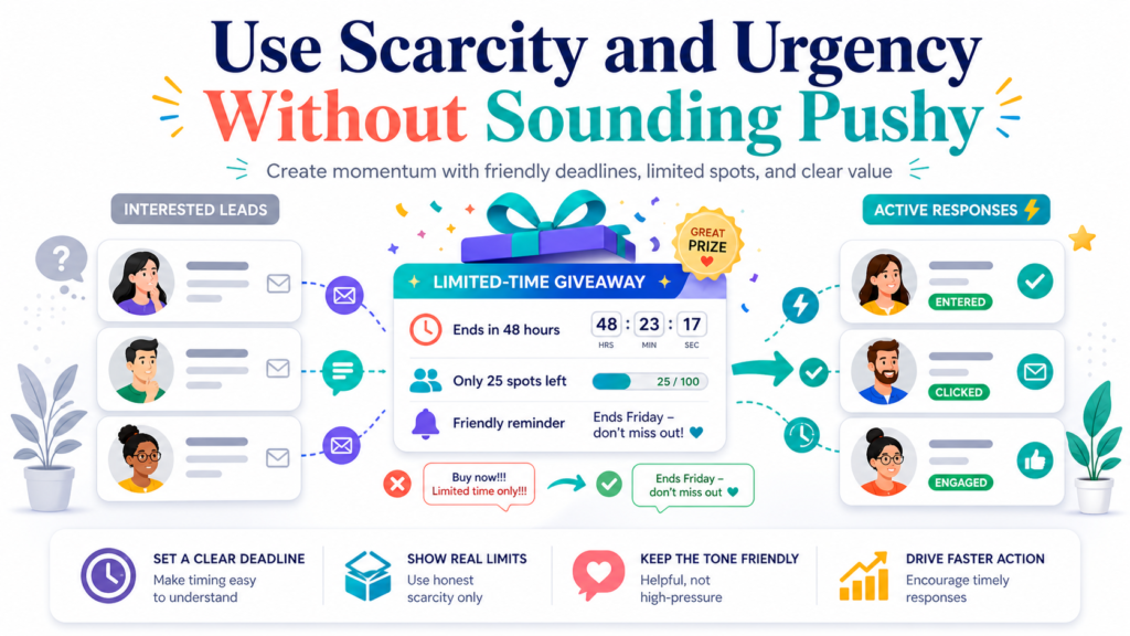 If you ignore it, people may think they can enter later and then forget. If you overdo it, your campaign may sound desperate. The best approach is to use urgency in a calm, clear, and honest way.