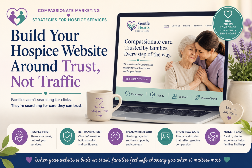 Traffic matters, but trust matters more. A website can bring in many visitors and still fail if families leave feeling confused or pressured. For hospice services, the goal is not just to get clicks. The goal is to help a person feel, “These people understand what we are going through.”