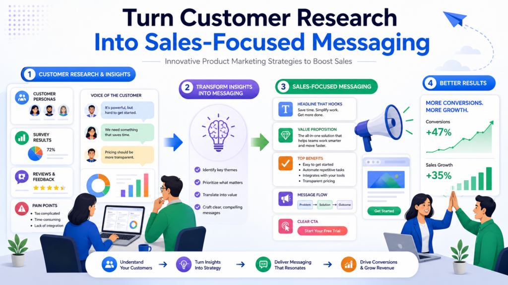 Good product marketing is built on listening. Not guessing. Not copying competitors. Not sitting in a meeting room and deciding what sounds nice. The best messages often come from customers themselves.