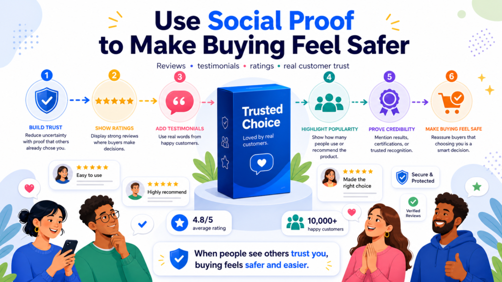 People trust other people more than they trust brand claims. This is why social proof is one of the strongest product marketing tools. When buyers see that others like them have used your product and reached a good result, the decision feels safer.