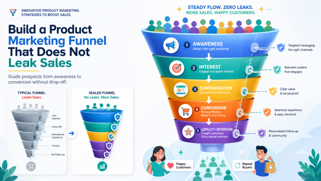 A funnel is not just a set of steps. It is the path a person takes from first hearing about your product to becoming a customer. If that path is unclear, sales leak out. People may click an ad but leave the page. They may read a blog but never see the product.