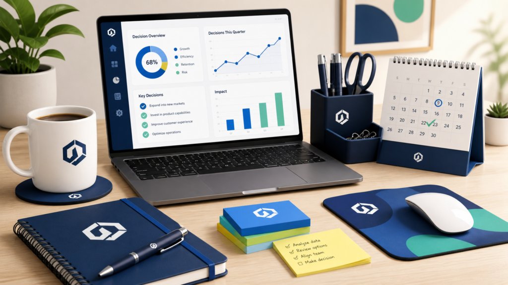 Desk swag is powerful because it lives near the place where many business decisions happen. People write plans at their desk. They take calls there. They compare vendors there. They join demos there. They think through budgets, problems, and next steps there.