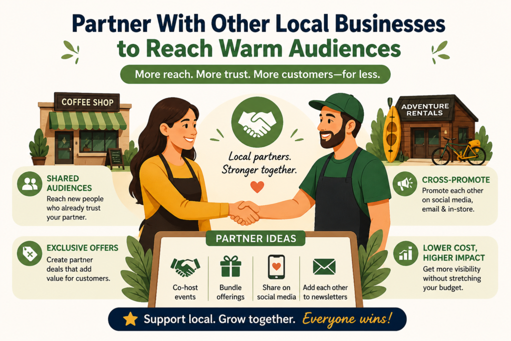 Partnerships are one of the most overlooked affordable marketing strategies. They work because you are not starting from zero. You are borrowing trust from another business that already serves a similar customer.